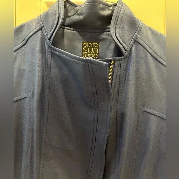 CLARA SUN WOO LIQUID LEATHER™ SIGNATURE JACKET - NAVY XS - Picture 4 of 6